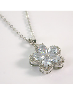 Naszyjnik ze stali chirurgicznej srebrny KWIAT CRYSTAL...