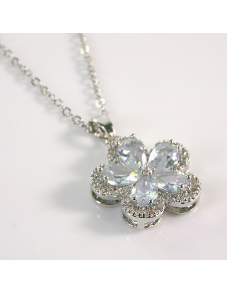 Naszyjnik ze stali chirurgicznej srebrny KWIAT CRYSTAL Lolita Akcesoria