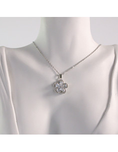Naszyjnik ze stali chirurgicznej srebrny KWIAT CRYSTAL... 2