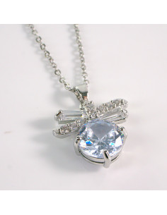 Naszyjnik ze stali chirurgicznej srebrny KAMIEŃ CRYSTAL...