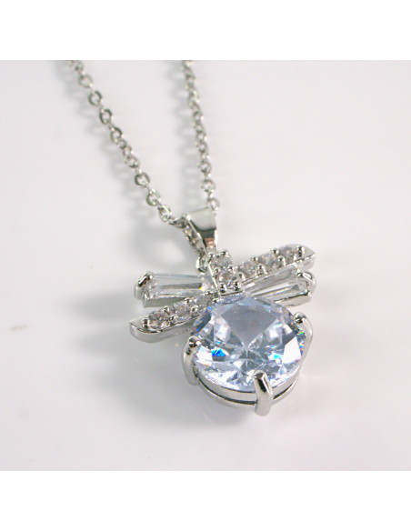 Naszyjnik ze stali chirurgicznej srebrny KAMIEŃ CRYSTAL Lolita Akcesoria