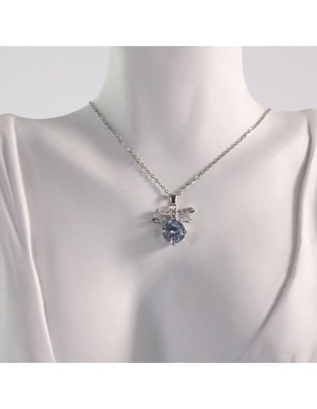 Naszyjnik ze stali chirurgicznej srebrny KAMIEŃ CRYSTAL Lolita Akcesoria