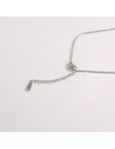 Naszyjnik ze stali chirurgicznej srebrny KAMIEŃ...