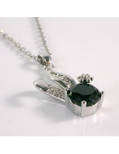 Naszyjnik ze stali chirurgicznej srebrny KRÓLIK CZARNY...