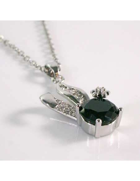 Naszyjnik ze stali chirurgicznej srebrny KRÓLIK CZARNY Lolita Akcesoria