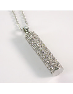 Naszyjnik ze stali chirurgicznej srebrny CYRKONIA WALEC...