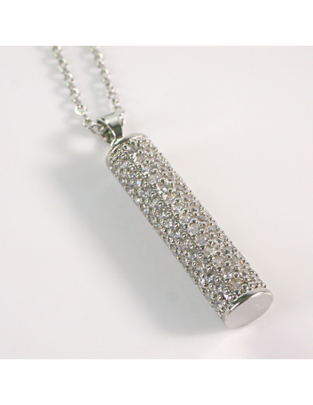 Naszyjnik ze stali chirurgicznej srebrny CYRKONIA WALEC Lolita Akcesoria