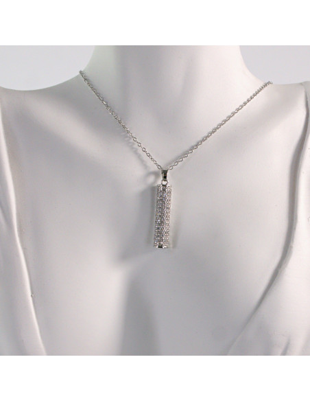 Naszyjnik ze stali chirurgicznej srebrny CYRKONIA WALEC Lolita Akcesoria