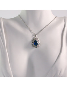 Naszyjnik ze stali chirurgicznej srebrny NIEBIESKI KAMIEŃ... 2