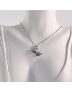 Naszyjnik ze stali chirurgicznej srebrny ŁABĘDZIE FIOLET... 2