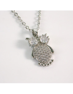 Naszyjnik ze stali chirurgicznej srebrny SOWA CRYSTAL...