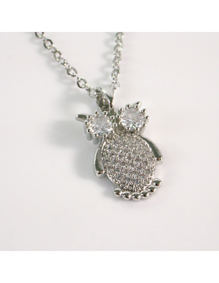 Naszyjnik ze stali chirurgicznej srebrny SOWA CRYSTAL Lolita Akcesoria