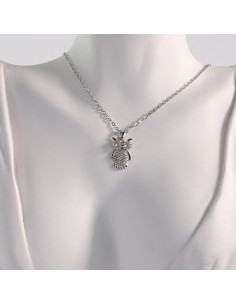 Naszyjnik ze stali chirurgicznej srebrny SOWA CRYSTAL... 2