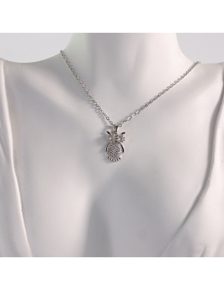Naszyjnik ze stali chirurgicznej srebrny SOWA CRYSTAL Lolita Akcesoria
