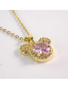 Naszyjnik ze stali chirurgicznej złoty MIŚ RÓŻOWY Lolita...