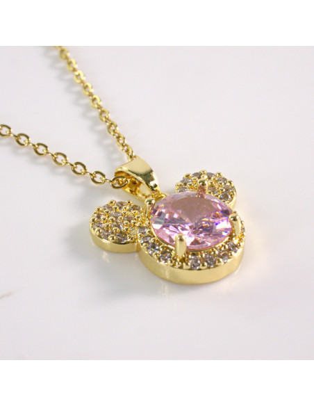 Naszyjnik ze stali chirurgicznej złoty MIŚ RÓŻOWY Lolita Akcesoria