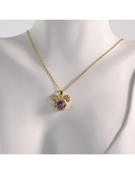 Naszyjnik ze stali chirurgicznej złoty MIŚ RÓŻOWY Lolita Akcesoria