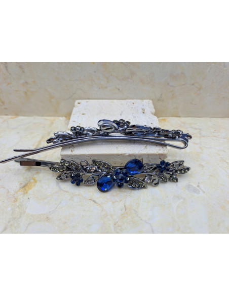 Wsuwka 2 KRYSZTAŁY I 3 KWIATKI GRANATOWE 2 SZT. Lolita Accessories