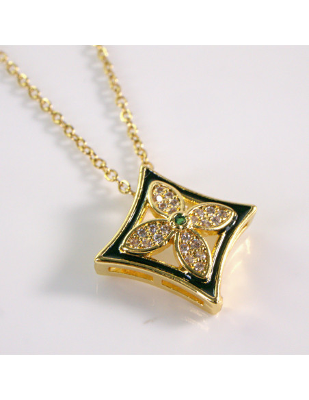 Naszyjnik ze stali chirurgicznej złoty KWIAT CZARNY Lolita Akcesoria