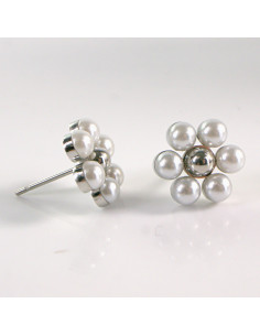 Kolczyki ze stali chirurgicznej SREBRNY KWIAT z PEREŁKAMI... 2