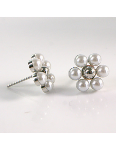 Kolczyki ze stali chirurgicznej SREBRNY KWIAT z...