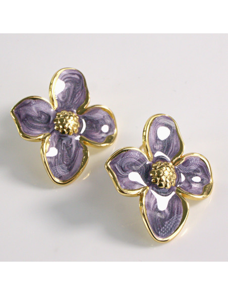 Kolczyki ze stali chirurgicznej KWIAT FIOLETOWY Lolita Akcesoria