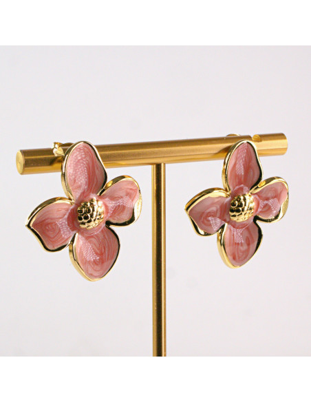 Kolczyki ze stali chirurgicznej KWIAT RÓŻOWY Lolita Akcesoria