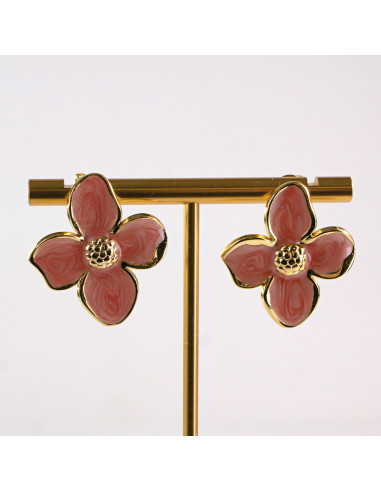 Kolczyki ze stali chirurgicznej KWIAT RÓŻOWY...