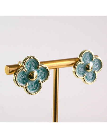 Kolczyki ze stali chirurgicznej KWIATEK TURKUSOWY Lolita Akcesoria