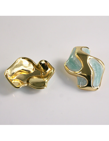 Kolczyki ze stali chirurgicznej FALA TURKUSOWY...