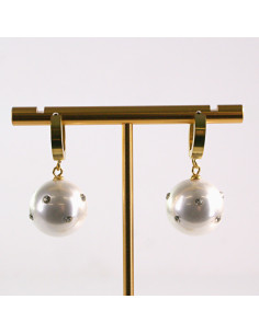 Kolczyki ze stali chirurgicznej ZŁOTY PERŁA Z CYRKONIA...