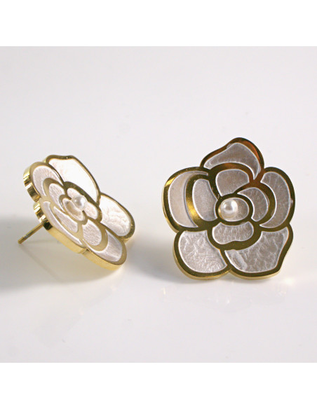 Kolczyki ze stali chirurgicznej ZŁOTY KWIAT BIAŁY Lolita Akcesoria