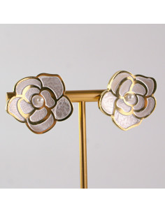 Kolczyki ze stali chirurgicznej ZŁOTY KWIAT BIAŁY Lolita...