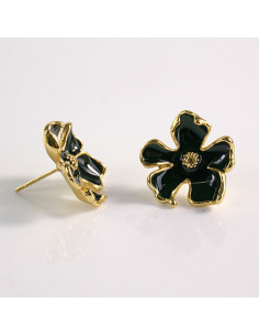 Kolczyki ze stali chirurgicznej ZŁOTY KWIAT CZARNY Lolita... 2