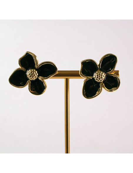 Kolczyki ze stali chirurgicznej KWIAT CZARNY Lolita Akcesoria