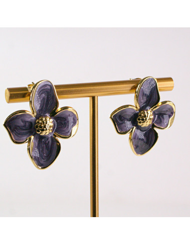 Kolczyki ze stali chirurgicznej KWIAT FIOLETOWY...