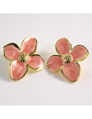 Kolczyki ze stali chirurgicznej KWIAT RÓŻOWY...