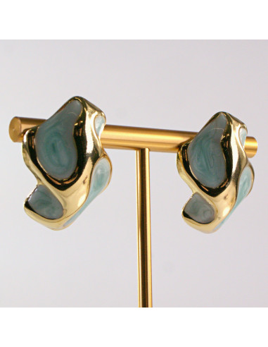 Kolczyki ze stali chirurgicznej FALA TURKUSOWY...