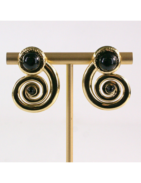 Kolczyki ze stali chirurgicznej ZŁOTY ŚLIMAK CZARNY Lolita Akcesoria