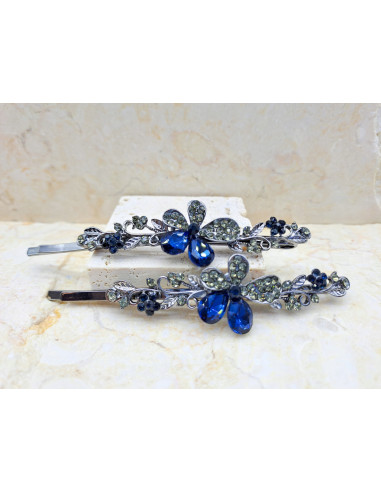 Wsuwka KWIATEK 2 GRANATOWE KRYSZTAŁY ZESTAW 2...