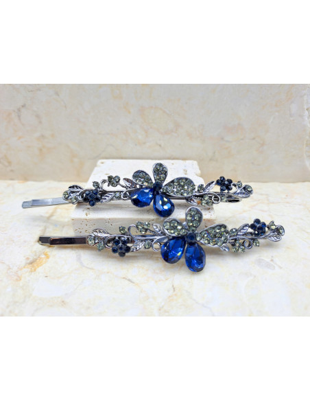 Wsuwka KWIATEK 2 GRANATOWE KRYSZTAŁY ZESTAW 2 SZT. Lolita Accessories