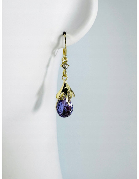 Kolczyki z FIOLETOWĄ ŁEZKĄ Lolita Accessories srebrny sztyft 925