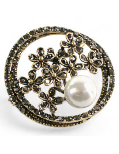 Klasyczna Broszka Brosza stare złoto z perłą Lolita... 2