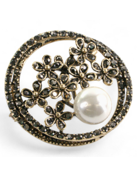 Klasyczna Broszka Brosza stare złoto z perłą Lolita Accessories