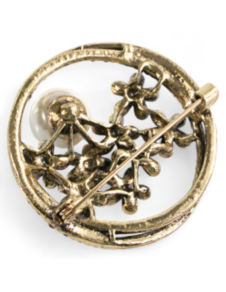 Klasyczna Broszka Brosza stare złoto z perłą Lolita Accessories