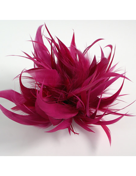 KWIAT Z PIÓR BROSZKA PRZYPINKA PIÓRA LOLITA AKCESORIA 12-14 cm MAGENTA