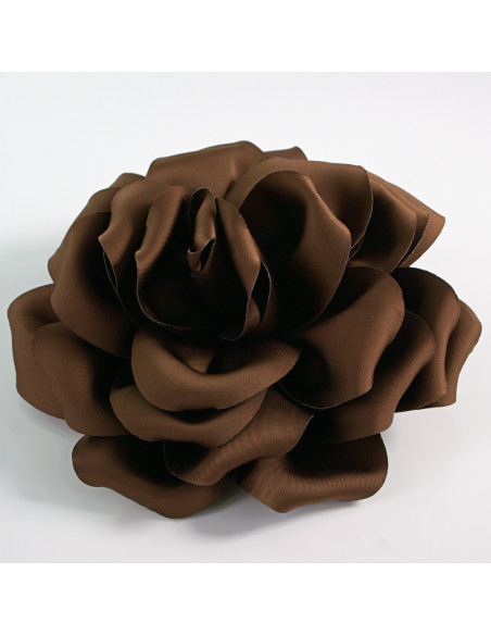 KWIAT Z MATERIAŁU RÓŻA BROSZKA PRZYPINKA LOLITA AKCESORIA 14 CM BRĄZOWY