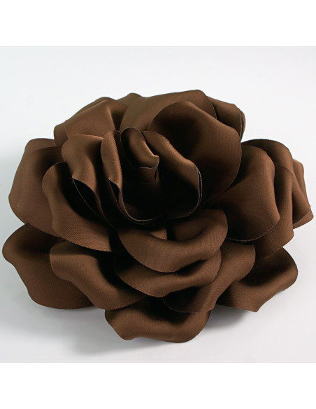 KWIAT Z MATERIAŁU RÓŻA BROSZKA PRZYPINKA LOLITA AKCESORIA 14 CM BRĄZOWY