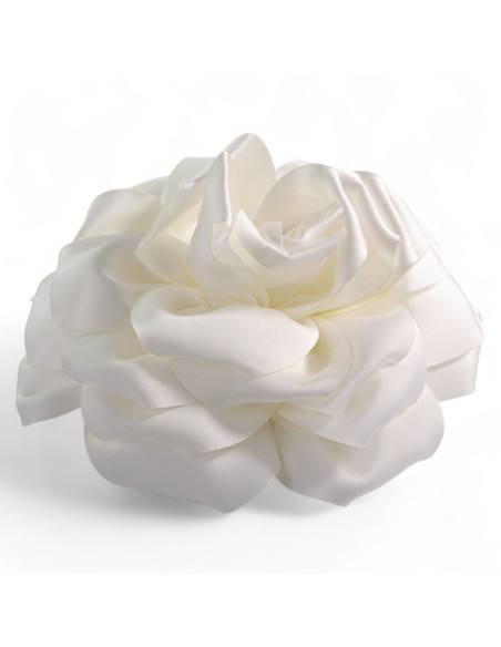 KWIAT Z MATERIAŁU RÓŻA BROSZKA PRZYPINKA LOLITA AKCESORIA 14 CM KREMOWY