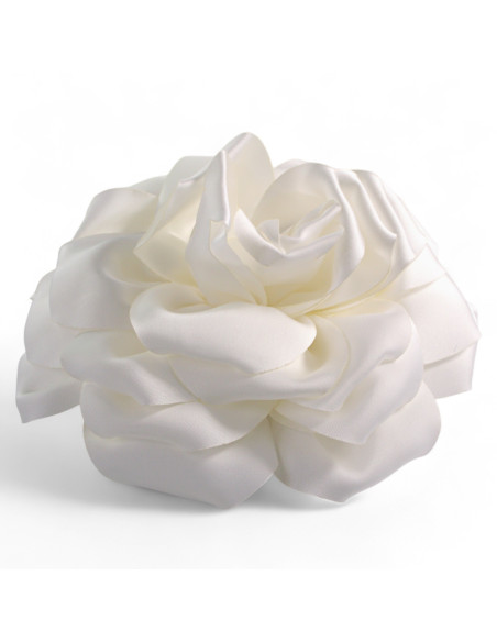 KWIAT Z MATERIAŁU RÓŻA BROSZKA PRZYPINKA LOLITA AKCESORIA 14 CM KREMOWY